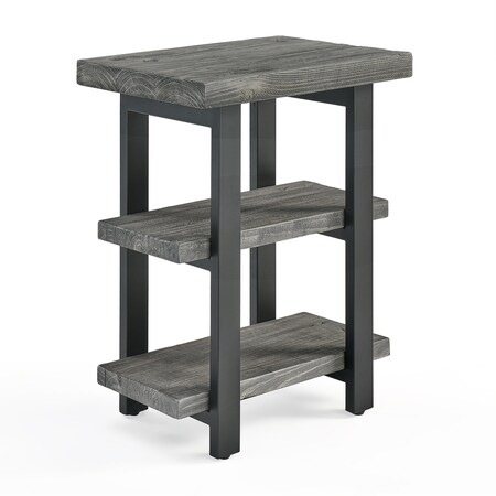 Alaterre Furniture Pomona Metal and Wood 2-Shelf End Table, Slate Gray AMBA02SG